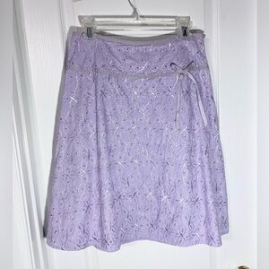 Vintage Embroidered Butterfly Drop Waist Ribbon Skirt Bamboo Traders Lavender 10